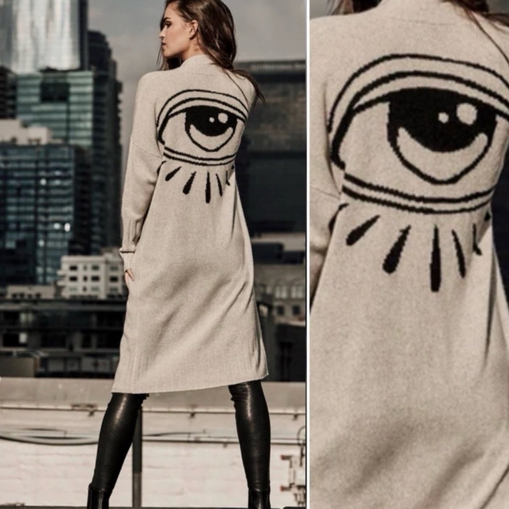 Skull Cashmere Jansen Eye Duster Cardigan Sweater XS Cashmere Boho Celestial
